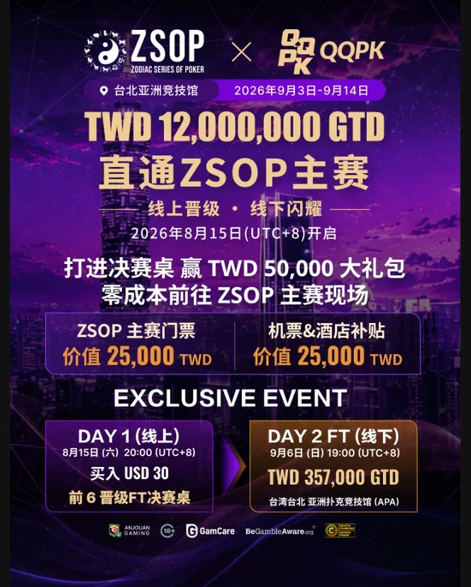 ตรง ZSOP Main Event TWD 12,000,000 GTD